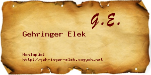 Gehringer Elek névjegykártya